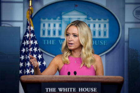 White House Press Secretary Kayleigh McEnany speaks during a press briefing the White House on September 9, 2020, in Washington, D.C.