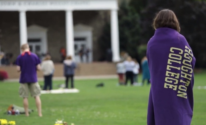 Students on the campus of Houghton College in Caneadea, New York. 