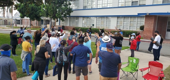 People participate in We Pray San Diego at Chula Vista High School on Sept. 26, 2020. 