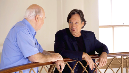 Oxford professor Dr. John Lennox and veteran actor Kevin Sorbo in Against The Tide, 2020