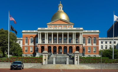 The Massachusetts State House in Boston, Massachusetts. 