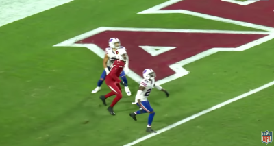 Arizona Cardinals wide receiver DeAndre Hopkins positions himself right before the game-winning Hail Mary catch, Nov. 15, 2020. 