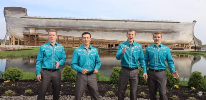 Members of the Redeemed Quartet (L to R): Nate Duncan, Caleb Koble, Ben Duncan and Josh Koble at the Ark Encounter in Williamstown, Kentucky.