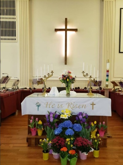 The sanctuary of Green Street United Methodist Church of Augusta, Maine