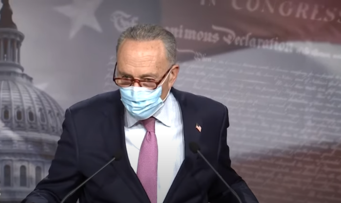 Senate Minority Leader Chuck Schumer, D-N.Y., speaks at a press conference in the Senate Gallery, Dec. 1, 2020.