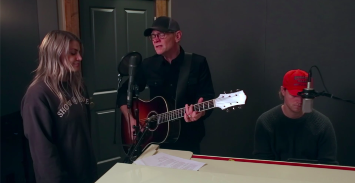 Steven Curtis Chapman performs his new song calling for peace alongside his son, Will, and daughter-in-law, Jillian.