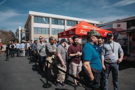 Men gather at Grace Community Church in California for the Shepherds' Conference in 2020.