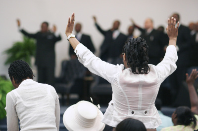 Congregation with their pastors at a revival.