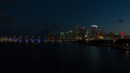 Miami’s cityscape at night. 