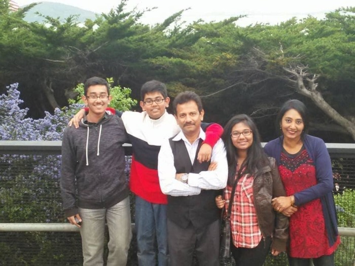 A dated photo of Farhan Towhid (2nd L); his brother, Tanvir Towhid (L); his father, Towhidul Islam (C); his mother, Iren Islam (R); and his twin sister, Farbin Towhid.