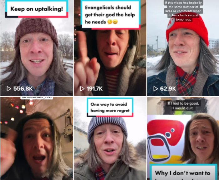 A screenshot of Abraham Piper's popular TikTok page.