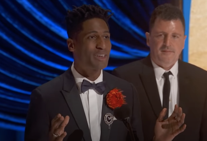 Jon Batiste accepts the Oscar for Music (Original Score) for the Disney film 'SOUL' at Oscars 2021. 