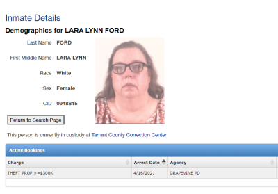 Lara Lynn Ford's inmate record.