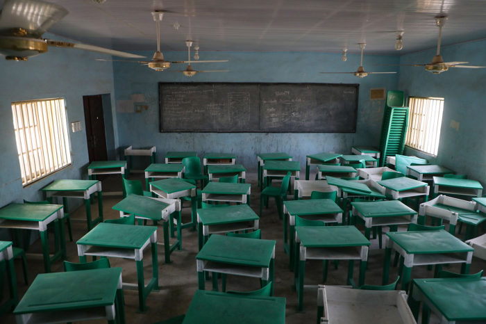 This photograph shows a deserted classroom at the Government Girls Secondary School, the day after the abduction of over 300 schoolgirls by gunmen in Jangebe, a village in Zamfara State, northwest of Nigeria on February 27, 2021. More than 300 schoolgirls were snatched from dormitories by gunmen in the middle of the night in northwestern Zamfara state on February 26, in the third known mass kidnapping of students since December. 