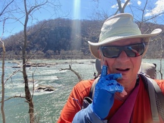 Appalachian Trail Chaplain Chris “Bone Spur” Estus, as seen on the Appalachian Trail in New Jersey in May 2021. 