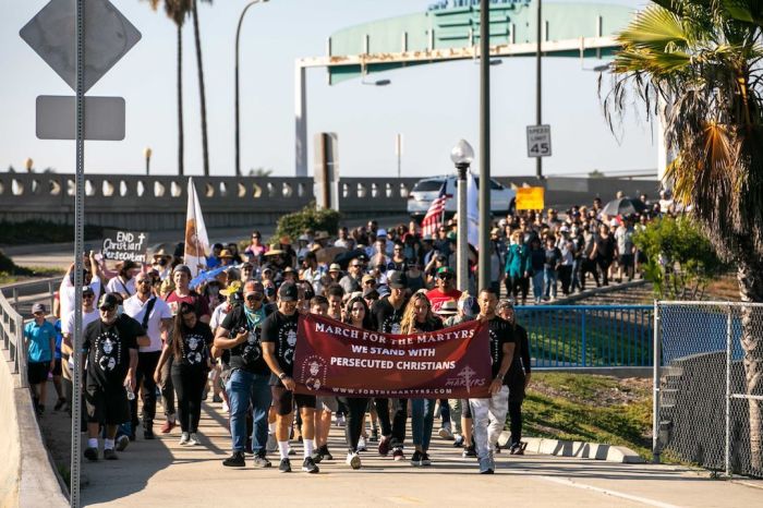 Christians march in September 2020 to stand in solidarity for the persecuted Church in Long Beach, California.