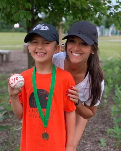 Stephanie Studt with her son, Jeremiah, after a baseball game. 