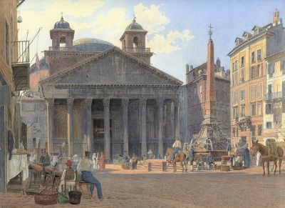 The Pantheon of Rome, Italy. Originally a pagan temple, in 609 it was converted into a Catholic Church. 