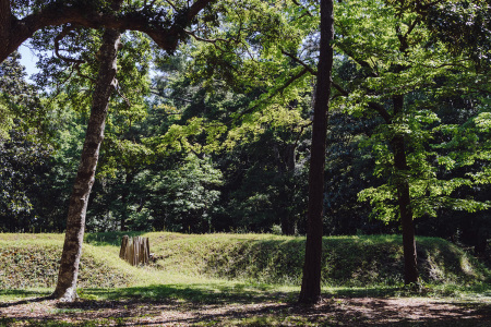 The earthwork fort at Fort Raleigh National Historic Sitr was reconstructed based on archeological excavations. 