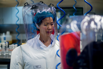 Chinese virologist Shi Zhengli is seen inside the P4 laboratory in Wuhan, capital of China's Hubei province, on February 23, 2017. The P4 epidemiological laboratory was built in co-operation with French bio-industrial firm Institut Merieux and the Chinese Academy of Sciences. 