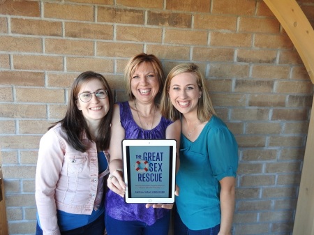 Sheila Wray Gregoire (C) her daughter, author and psychology graduate, Rebecca Gregoire Lindenbach (R), and epidemiologist and statistician, Joanna Sawatsky (L).