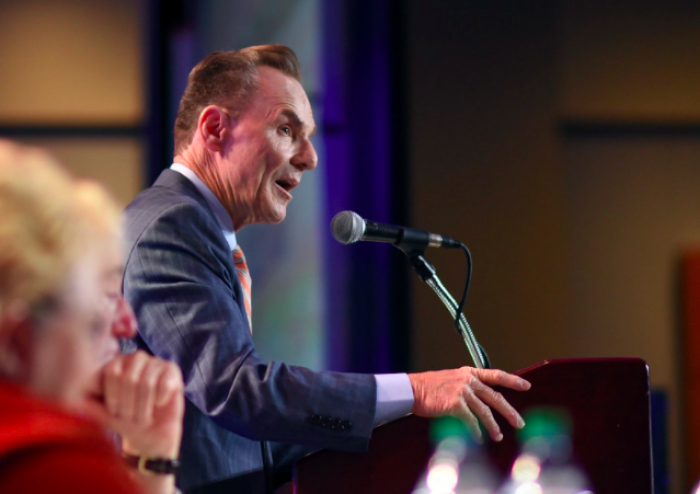 Ronnie Floyd, president and CEO of the SBC Executive Committee, speaks on various disputed motions during the June 14, 2021, Executive Committee meeting at the Music City Center in Nashville, Tenn. 