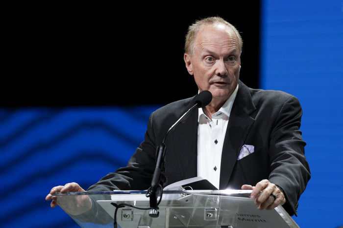 James Merritt, chair of the Committee on Resolutions and pastor of Cross Pointe Church in Duluth, Georgia, gives the committee's report during the afternoon session June 15, 2021, of the two-day Southern Baptist Convention's Annual Meeting in Nashville, Tennessee.