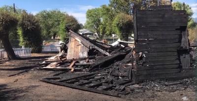 One of two Catholic churches located in the south Okanagan area of British Columbia that were destroyed by a suspicious fire in June 2021. 