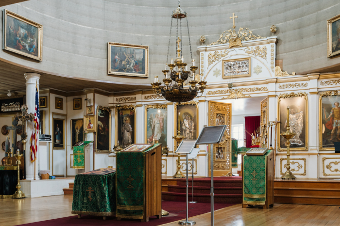 The interior of the Orthodox Cathedral of St. Michael the Archangel.