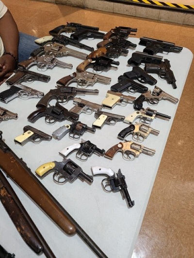 A gun buyback program overseen by St. Sabina Church in Chicago, Illinois, in July 2021. 