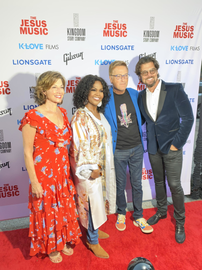 Amy Grant, CeCe Winans, Michael W. Smith and Jason Crabb appear during red carpet arrivals for the premiere of 'The Jesus Music' in Nashville, Tennessee, on Sept. 27, 2021.