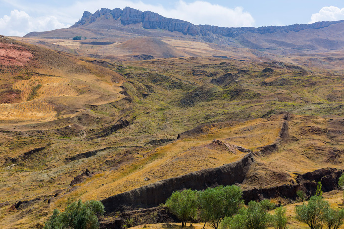 Remains of Noah's Ark with boat shaped rock formation at the spot near Mt Ararat where it is believed that the ark was rested in Dogubeyazit, Turkey