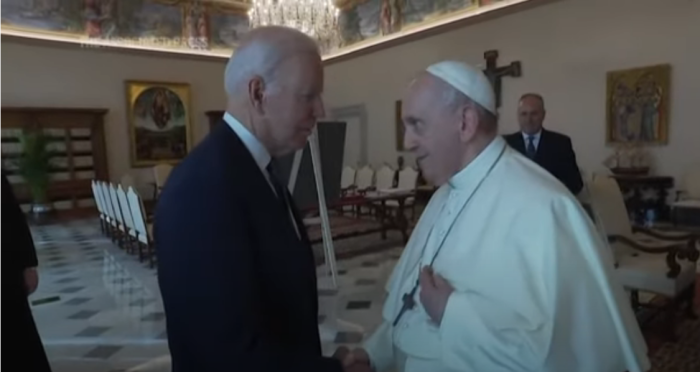 Pope Francis and President Joe Biden meet at the Vatican, Oct. 29, 2021.