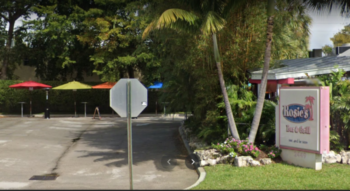 Students at Wilton Manors Elementary School in Wilton Manors, Florida, traveled to nearby Rosie’s Bar and Grill, a notable gay bar, for a school field trip. The bar’s rainbow-colored umbrellas are visible in the background.