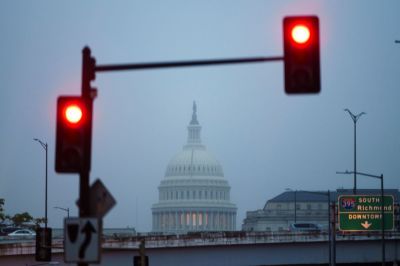 A view of the U.S. Capitol on Wednesday morning October 6, 2021 in Washington, DC. Senate Majority Leader Chuck Schumer will try again on Wednesday to advance a debt-ceiling suspension bill that Republicans have vowed to block via the filibuster. Congress has until October 18 to raise the debt ceiling or risk default that would have widespread economic consequences. (Photo by Drew Angerer/Getty Images)