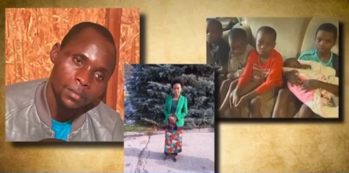 Bazirake Kariya (L) and his wife (C) died leaving behind their children (R).