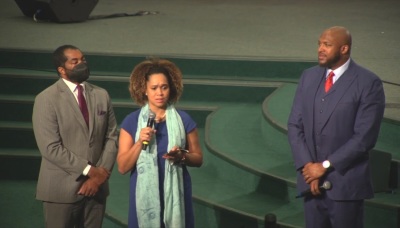 Baltimore State's Attorney Marilyn Mosby speaks during a Sunday service at Empowerment Temple on Jan. 16. 2022. 