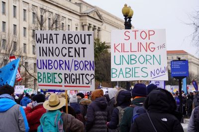 Demonstrators take part in the 2022 March for Life in Washington, D.C., on Jan. 21, 2022. 