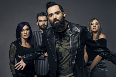 The band Skillet from left: Korey Cooper, Seth Morrison, John Cooper and Jen Ledger