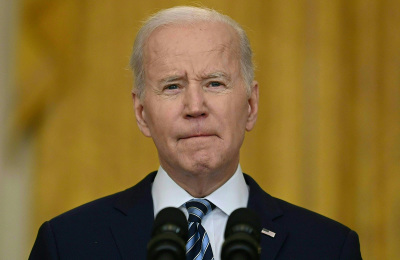 U.S. President Joe Biden addresses the Russian invasion of Ukraine, from the East Room of the White House on Feb. 24, 2022, in Washington, D.C. - Biden announced 'devastating' Western sanctions against Russia on Thursday. After a virtual, closed-door meeting, the G7 democracies said they stand firm against Russia's 'threat to the rules-based international order.' 