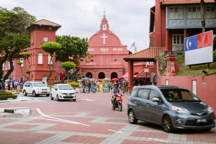 The colonial-era Christ Church in Melaka, Malaysia. 