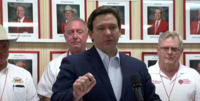 Florida Gov. Ron DeSantis slams 'false narratives' about HR 1557 at a press conference in Plant City, Florida, March 7, 2022.