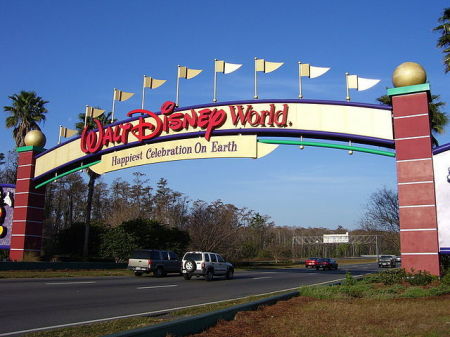 The Walt Disney World sign in Orlando, Florida. 