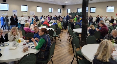 Ukrainian Pentecostal Church of Nicholasville, Kentucky, holds a bake sale event on Saturday, March 19, 2022, to help raise relief funds for Ukraine. 