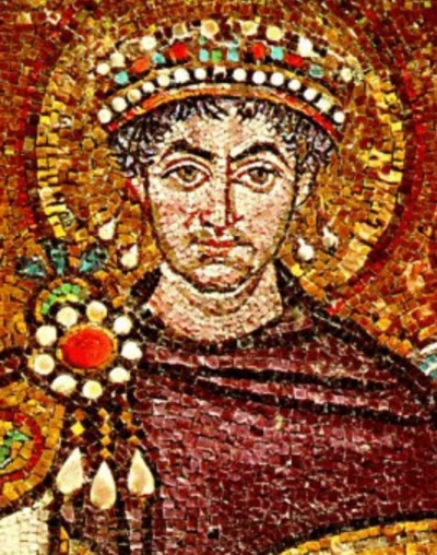 Byzantine Emperor Justinian I (482-565), also called Justinian the Great or Flavius Anicius Justinianus, who is most known for his law system the Justinian Code. 