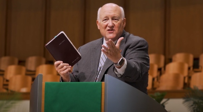 Bishop Mike Lowry preaching at the opening convocation for United Theological Seminary of Dayton, Ohio in September 2020. 