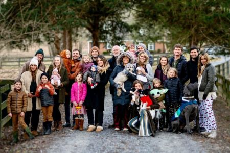 Helen and David Smallbone with their children, their spouses and grandkids.