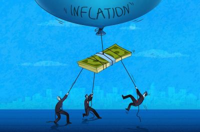 Money is flying away by the inflation bubble and employees trying to prevent it.