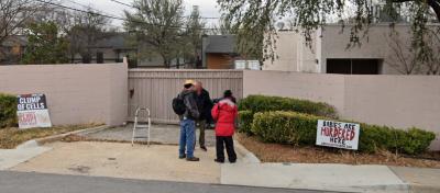 Pro-life signs are posted outside Northpark Medical Group, an abortion clinic in Dallas, Texas. 