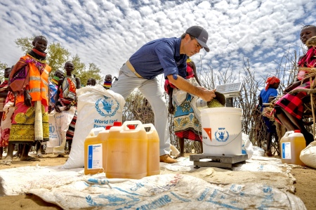 Edgar Sandoval, World Vision USA president and CEO visits Nakorio village in northeastern Kenya, where World Vision is doing food distributions. 